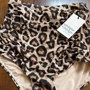 Unique Vintage high waisted leopard print bikini bottoms